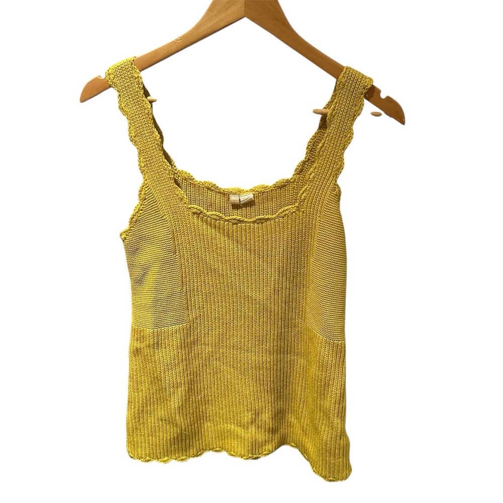 MOTH Anthropologie Knitted Cami Vest Top in Mustard Yellow Size Small